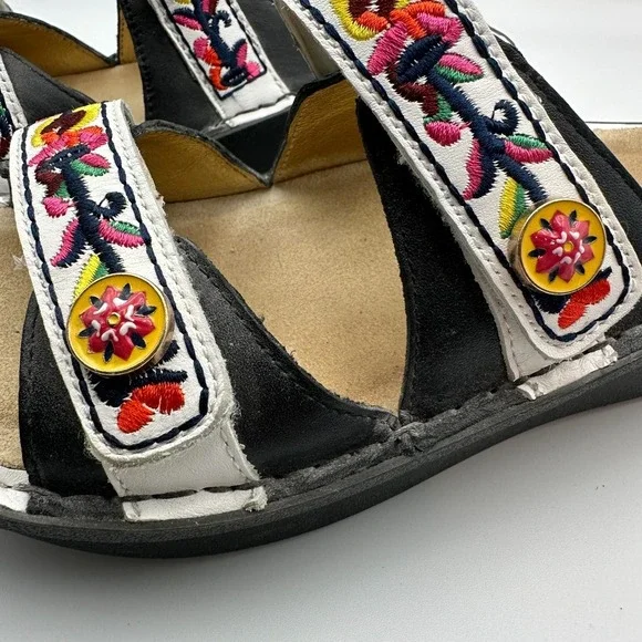 Alegria Floral Embroidered Clara Slides Sandals EU 38 US 7.5 Leather Slip Ons - Picture 13 of 16